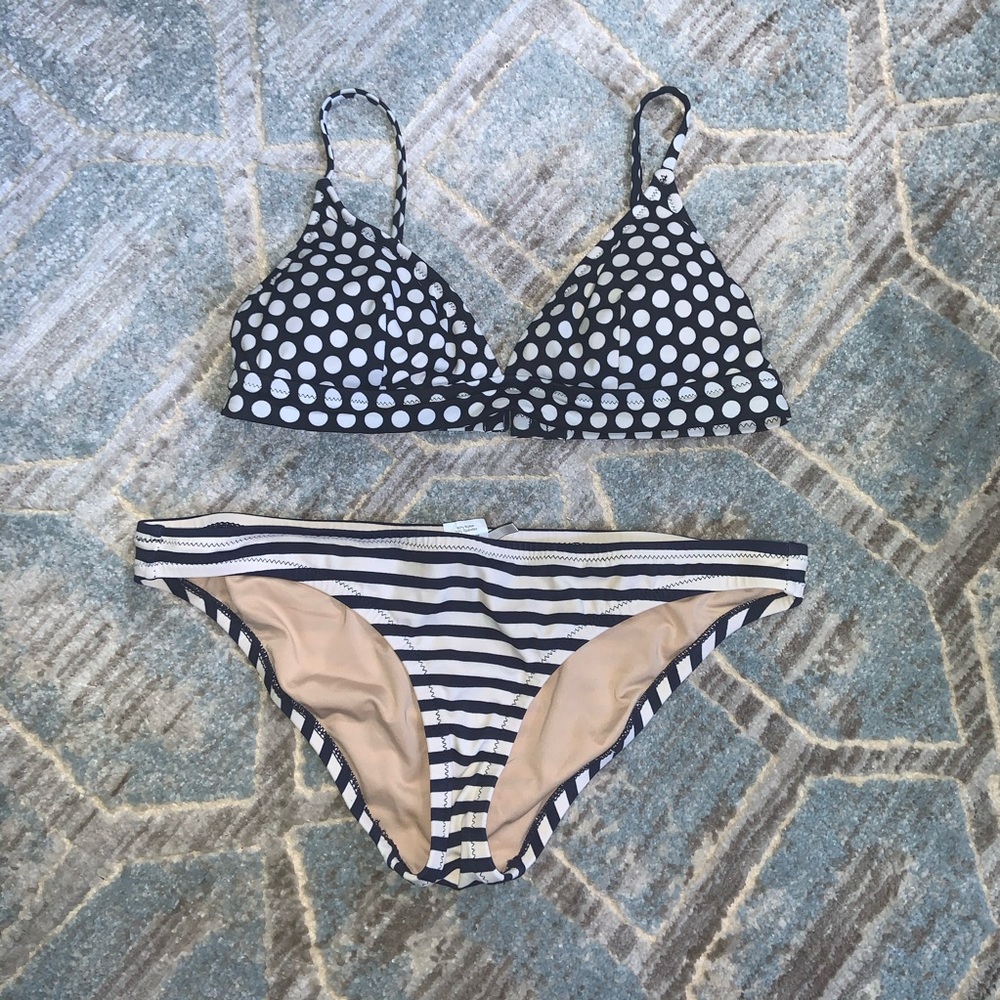 J. Crew dot & stripe bikini- navy